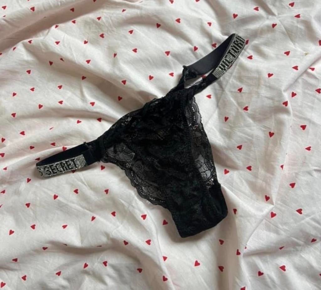 Victoria's Secret String, Verzenden, Zwart, String