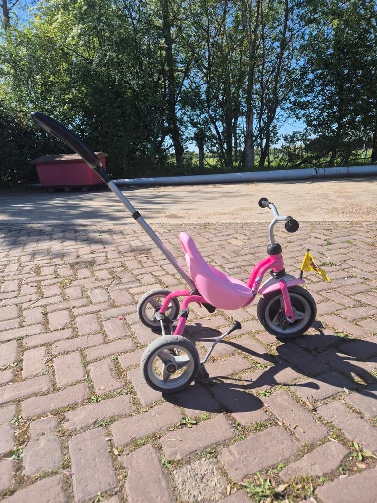 Roze Puky driewieler met duwstang, Fietsen en Brommers, Ophalen, Velgrem, Puky, Verstelbare zitting