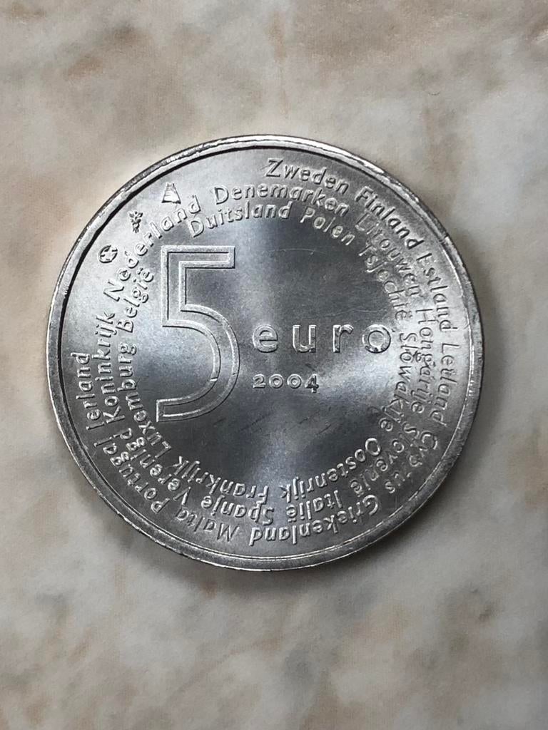 5 euro 2004, zilver, Europamunt, Nederland., Verzenden, Koningin Beatrix, Zilver, Euro's