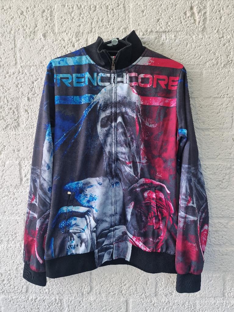 Frenchcore vest skull print S/M hardcore, Kleding | Dames, Ophalen of Verzenden, Zo goed als nieuw, Blauw