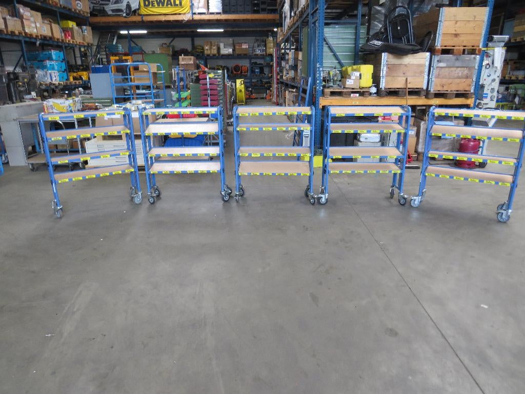 fetra magazijnkar magazijnwagen transportkar met 4 legborden, Doe-het-zelf en Verbouw, Transportwagens, Gebruikt, Transportkar