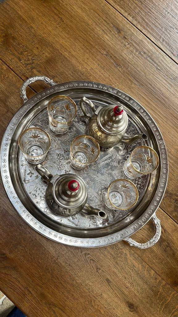 Echt origineele marokkaanse thee services met dienblad, Huis en Inrichting, Ophalen, Zo goed als nieuw