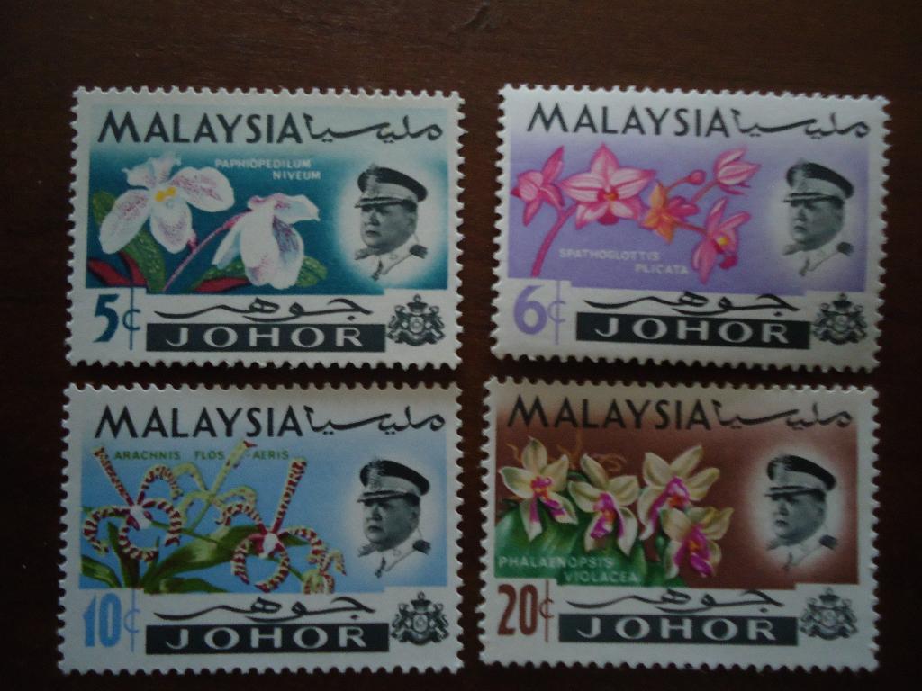 Orchidee Maleisië-Johor 1965, mi. 156+57+58+60 ongebruikt, Ophalen of Verzenden, Postfris, Dier of Natuur