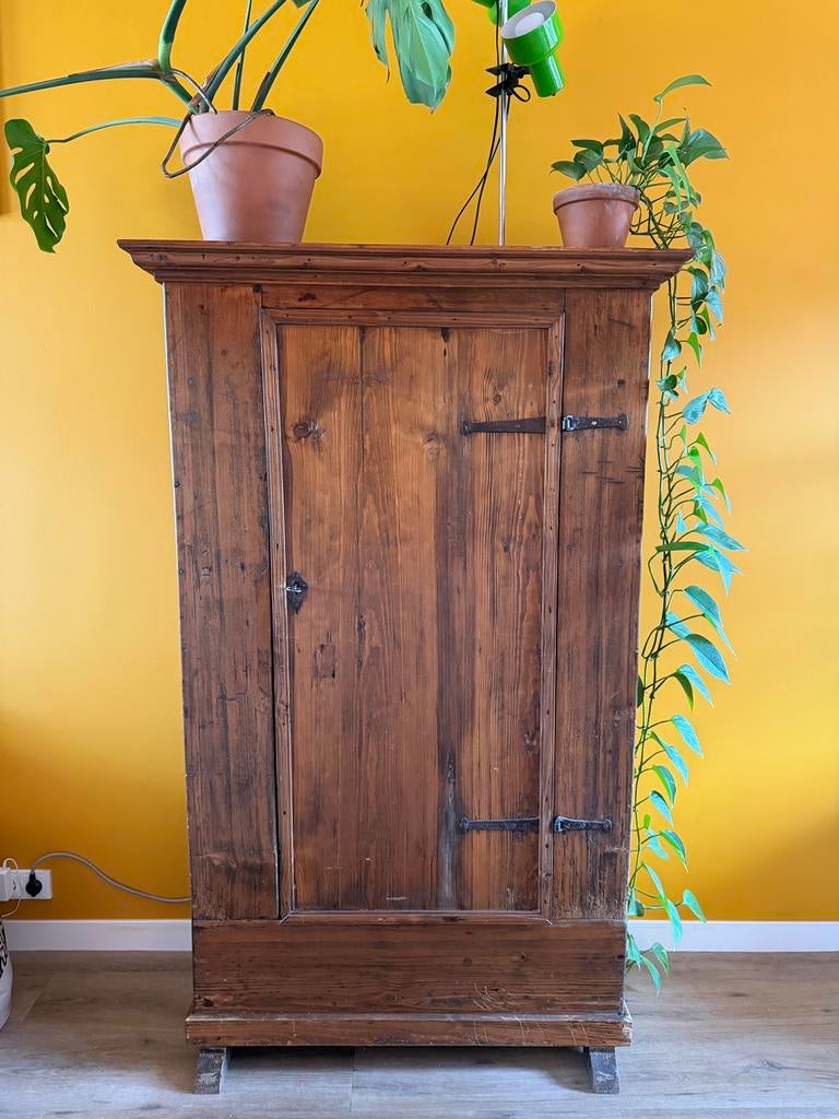 Antieke Boeren Eendeurskast - Massief Hout, Ophalen