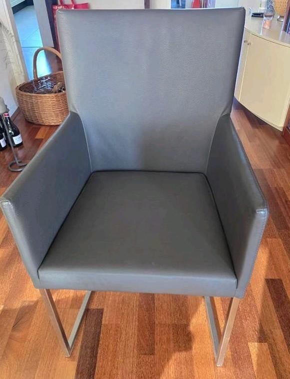 Dutch Design: 4x eetkamerstoelen, Ophalen, Leer, Zo goed als nieuw, Vier