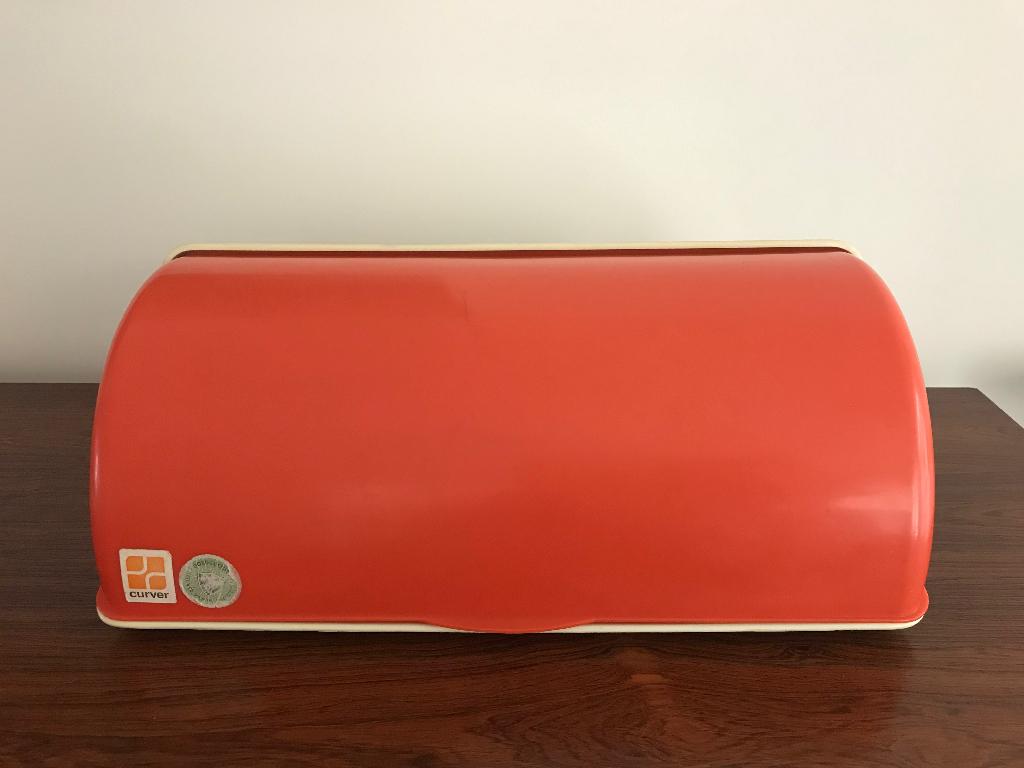 Curver retro vintage broodtrommel oranje rood beige, Ophalen of Verzenden, Huis en Inrichting