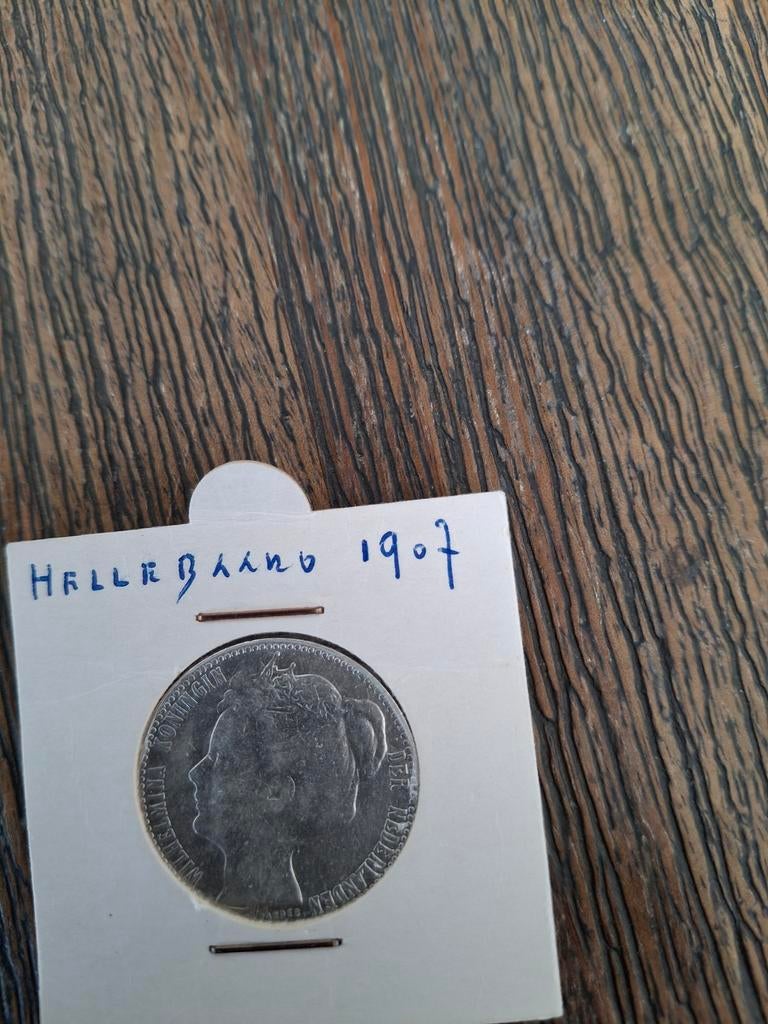 Nederlandse zilveren 1 gulden munt 1907, Postzegels en Munten, Munten | Nederland, 1 gulden, Zilver, Ophalen of Verzenden, Koningin Wilhelmina
