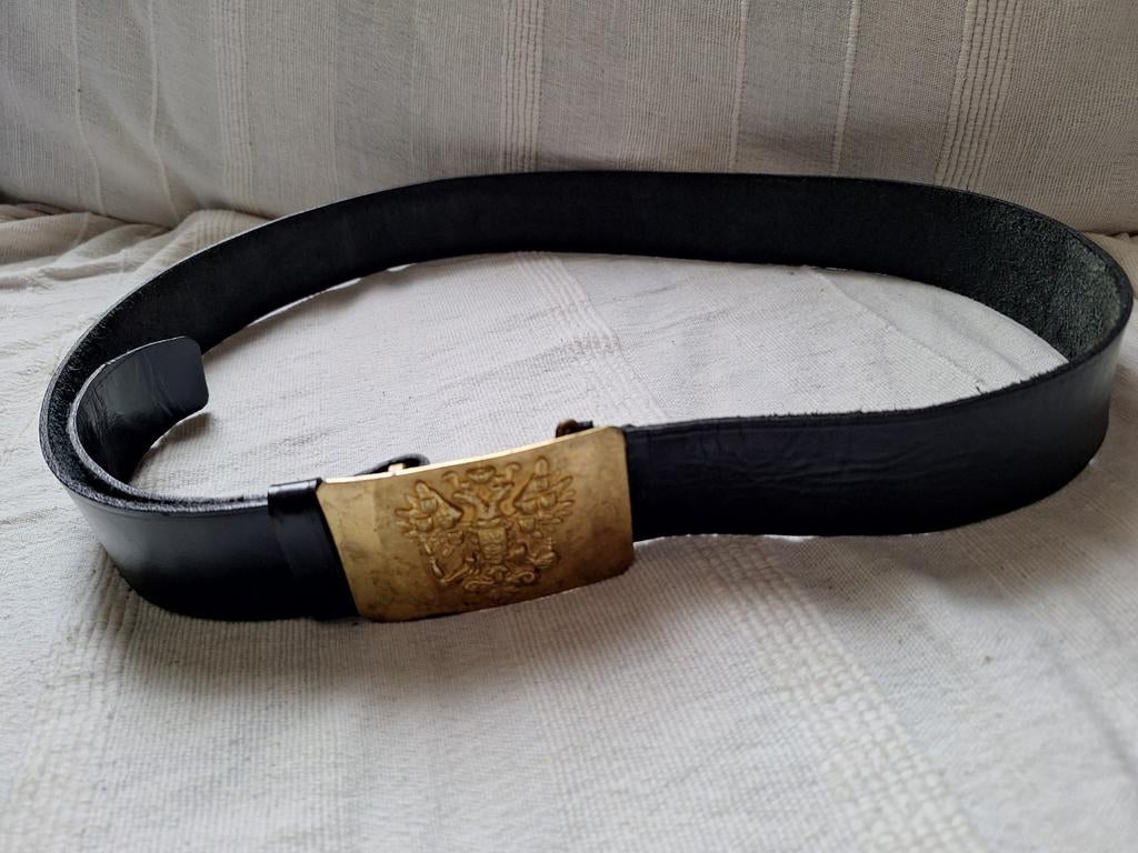 M1907 WO1 Tsaristisch Rusland zwarte riem met koppelslot, Verzamelen, Militaria | Algemeen, Verzenden, Landmacht, Kleding of Schoenen