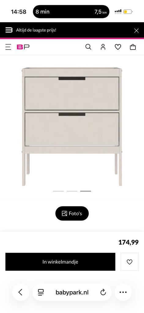 Luiertafel greige van Babypark, Ophalen, Zo goed als nieuw