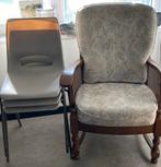 Fauteuil eiken riet rotan stevig, kantine stoeltjes grijs, Minder dan 75 cm, Zo goed als nieuw, Stoer en stevig, 50 tot 75 cm