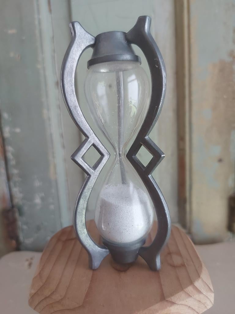 Oude art deco zandloper tin  van Tollenaar uit Amsterdam, Ophalen of Verzenden