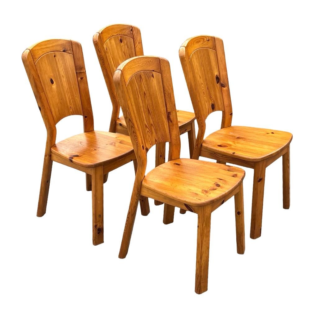 Vintage set van 4 eetkamerstoelen grenenhouten jaren 70, Huis en Inrichting, Stoelen, Ophalen, VinVintage Stoelentage Stoelen