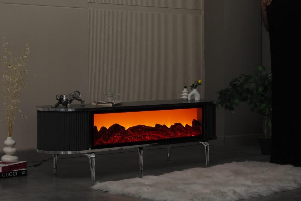 Stijlvol TV-meubel met ingebouwde elektrische haard, Huis en Inrichting, Kasten | Televisiemeubels, 150 tot 200 cm, Ophalen of Verzenden