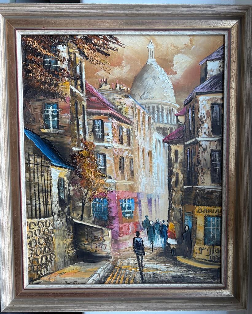 Olieverf Schilderij Parijs Montmartre Sacré-Cœur 1978, Antiek en Kunst, Ophalen