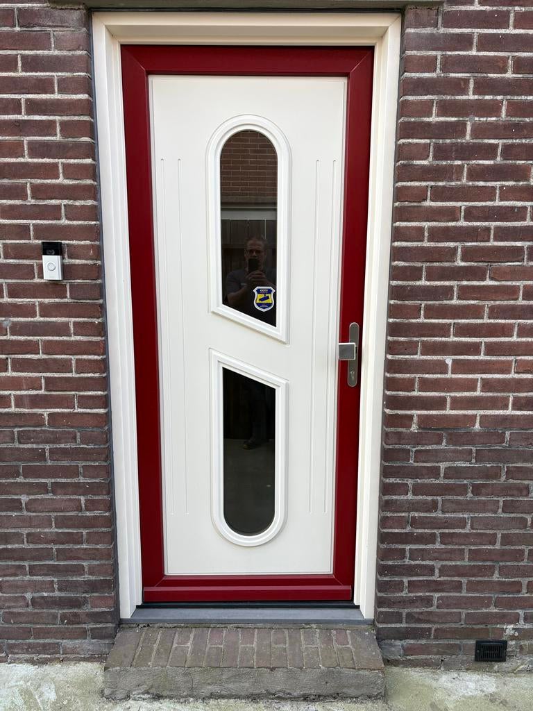 Kunststof buitendeur met glas, Kunststof, Gebruikt, 80 tot 100 cm, 215 cm of meer