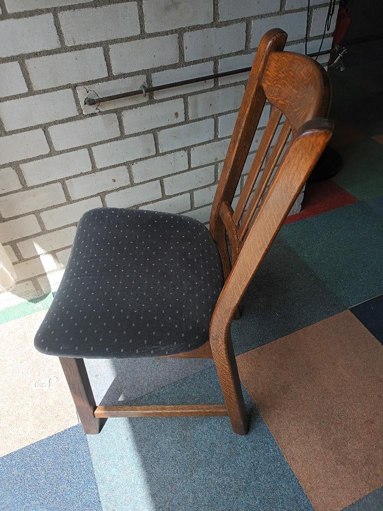 Eikenhouten stoelen met gestoffeerde zitting, Ophalen, Gebruikt, Bruin, Vijf, Zes of meer stoelen