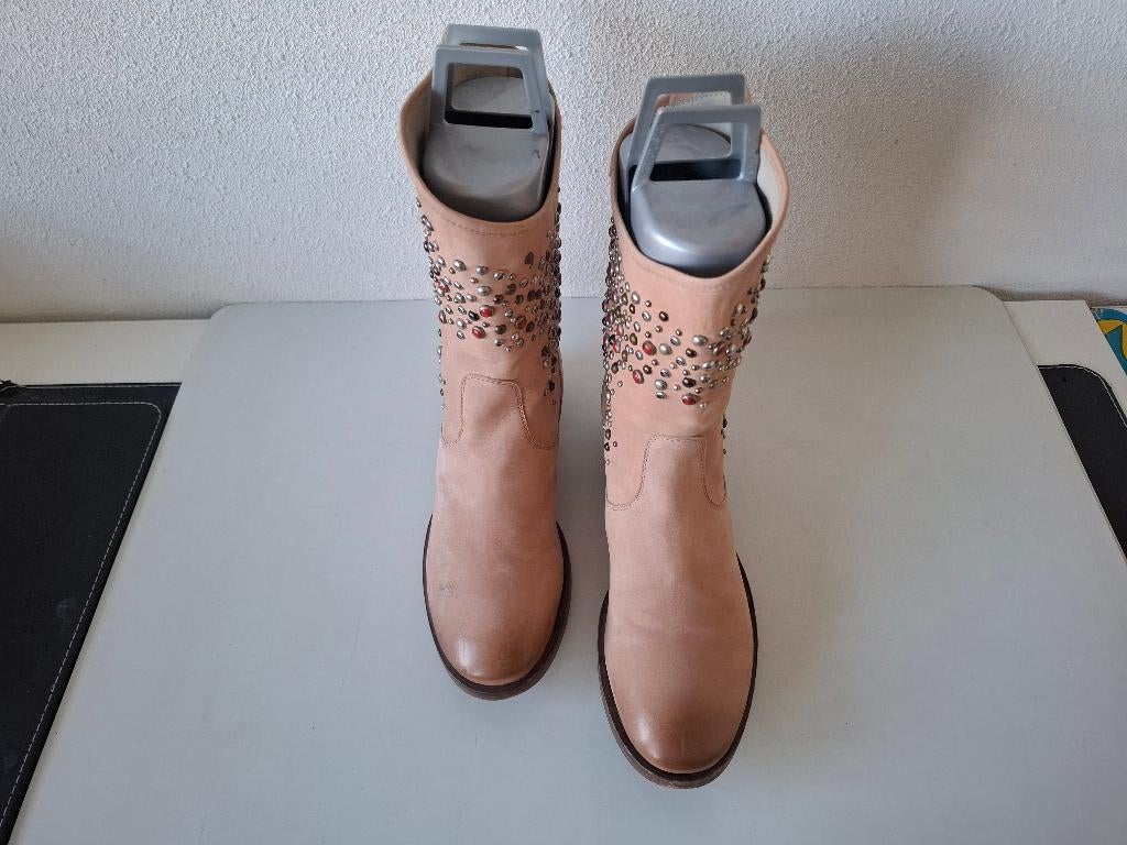 Paul Warmer MAAT 39.5 licht zalm roze cowboy laarzen boots, Verzenden, Lage of Enkellaarzen, Zo goed als nieuw, Roze