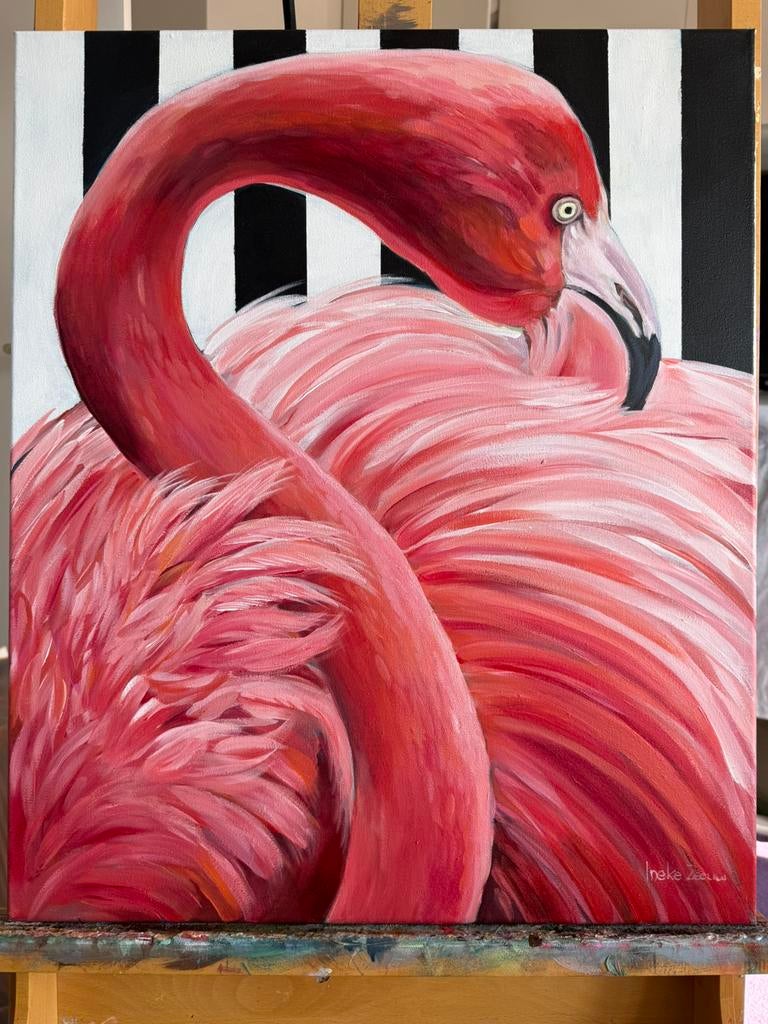 Schilderij flamingo, Ophalen of Verzenden