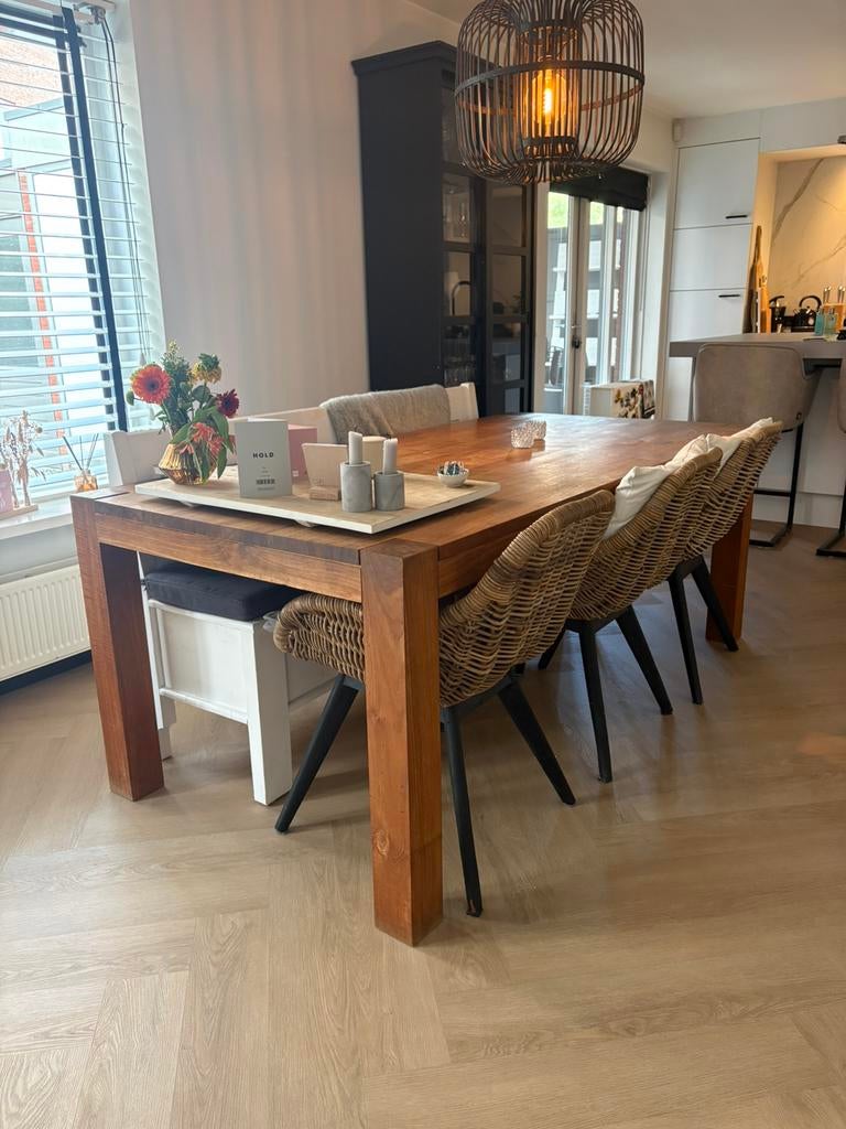 Tafel met 3 stoelen en bank, Ophalen, 200 cm of meer, 50 tot 100 cm, Zo goed als nieuw