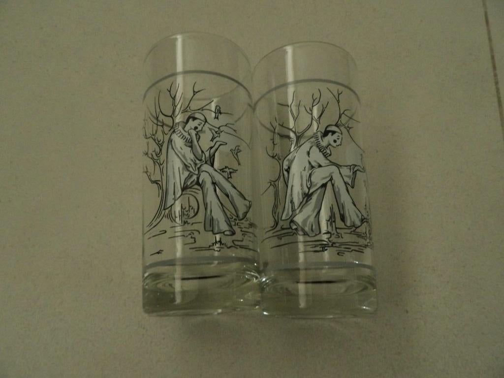 NIEUW 2 mooie drinkglazen van clown pierrot, Verzamelen, Ophalen of Verzenden, Nieuw, Frisdrankglas