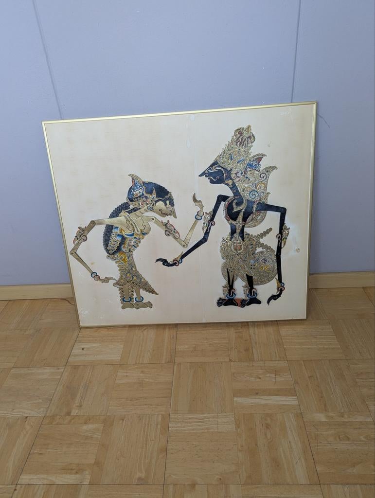 Wajang poppen op lijst vast gezet, Antiek en Kunst, Ophalen