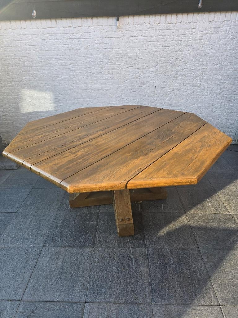 Tuintafel + 6 stoelen, Ophalen, Gebruikt, Rond, Hout