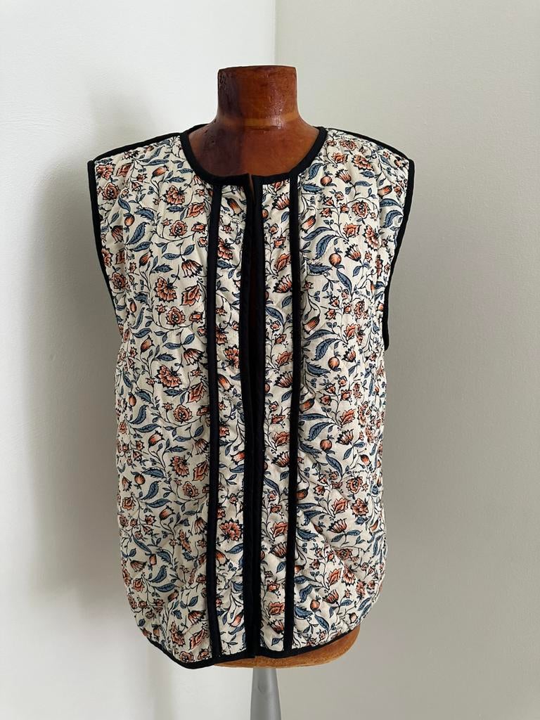 Bloemenprint Harper & Yve bodywarmer gilet in maat S, Kleding | Dames, Ophalen of Verzenden, Zo goed als nieuw, Maat 36 (S), Beige