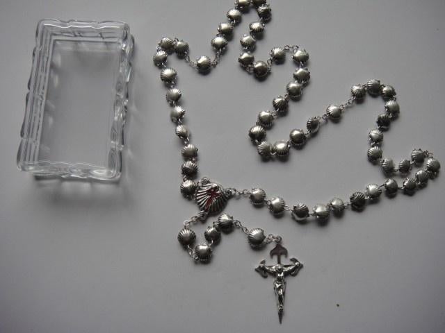 Prachtige metalen rozenkrans allemaal schelpjes-Santiago, Ophalen of Verzenden, Zo goed als nieuw, Overige typen, Christendom | Katholiek