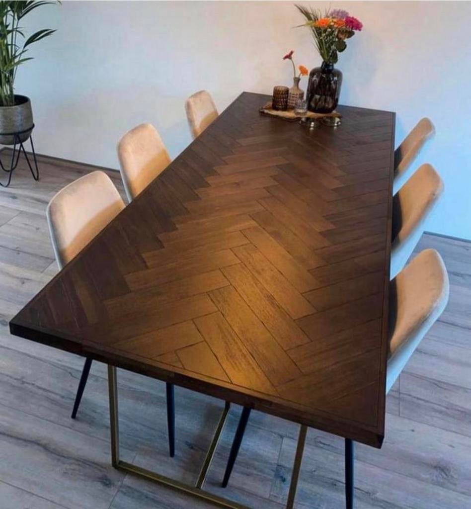 Dutchbone visgraat tafel 220cm, Ophalen, Gebruikt, 200 cm of meer, 50 tot 100 cm