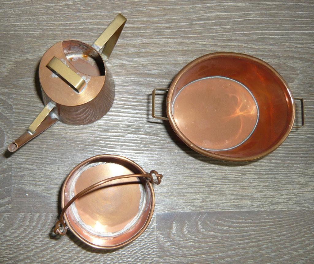 miniatuur koperen gieter, emmer en teil, handgemaakt, Ophalen of Verzenden, Koper