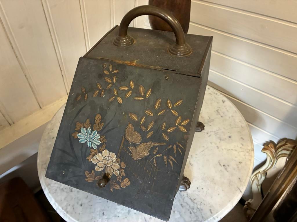 Antieke metalen kolenkit met schep, Ophalen of Verzenden