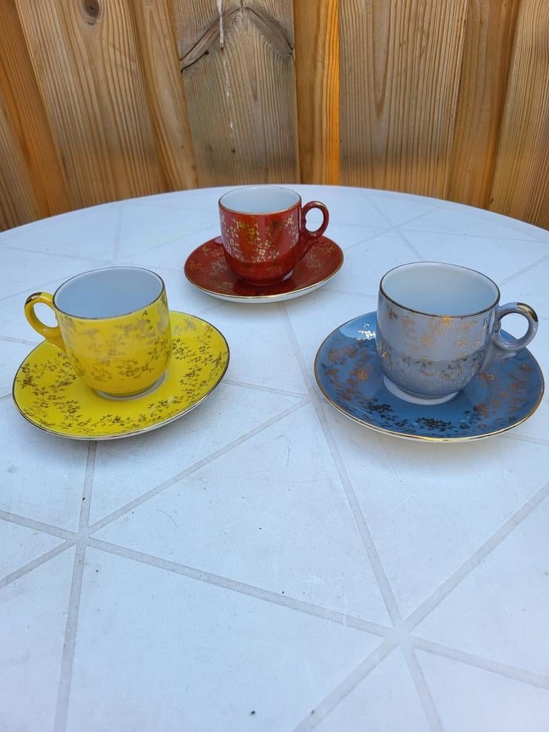 Te koop 3 kop en schotels mosa maastricht 50/60jaren, Antiek en Kunst, Ophalen of Verzenden