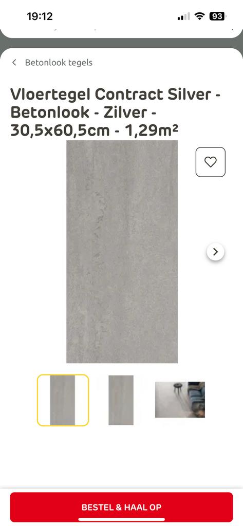 5x vloertegel /wandtegel Contract Silver 30,5x60,5 betonlook, Ophalen, 60 cm of meer, Keramiek, Nieuw