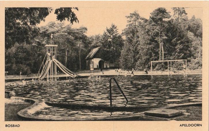 APELDOORN ZWEMBAD BOSBAD JAREN 50 ZEER MOOIE  KAART. Kl657, Verzamelen, Ansichtkaarten | Nederland, Ongelopen, Gelderland, 1940 tot 1960