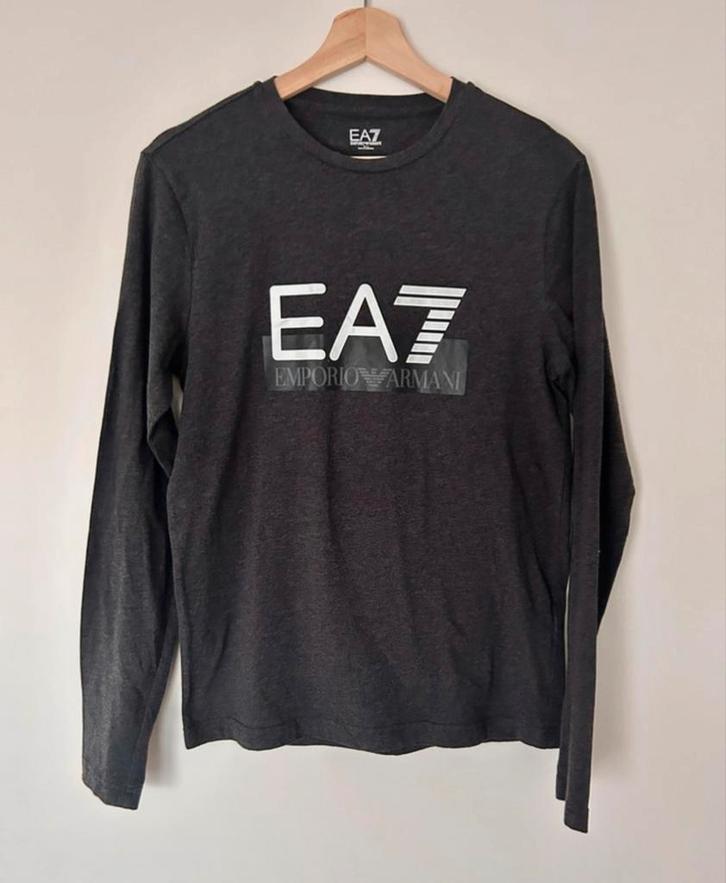 EA7 Emporio Armani Longsleeve T-shirt - M, Kleding | Heren, T-shirts, Zo goed als nieuw, Maat 48/50 (M), Grijs, Ophalen