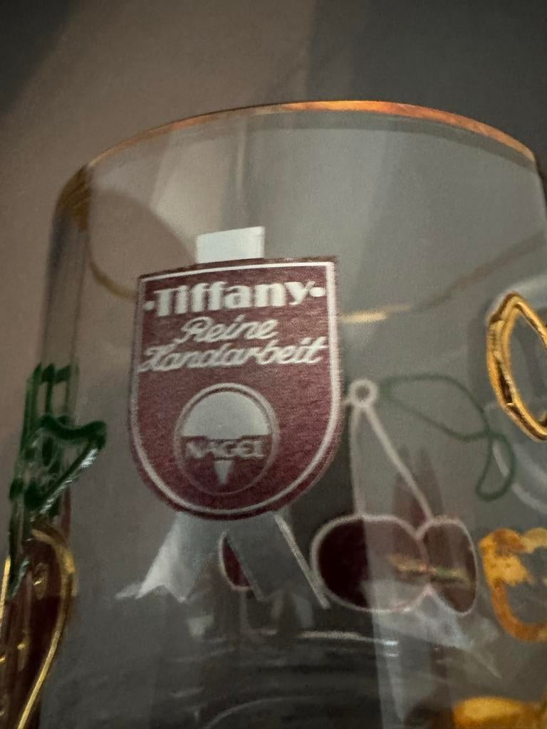 Tiffany Nagel Glazen pot  met Fruitdecoratie, Antiek en Kunst, Verzenden