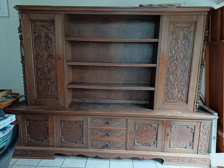 Massief eiken buffetkast - 270x198x44 cm, Huis en Inrichting, Kasten | Buffetkasten, Gebruikt, 150 tot 200 cm, 200 cm of meer