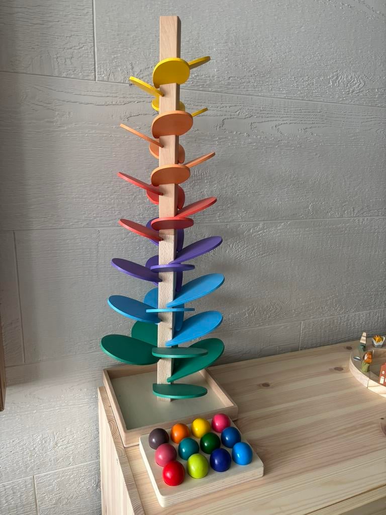 Knikkerbaan met ballen, Kinderen en Baby's, Speelgoed | Houten speelgoed, Ophalen, Zo goed als nieuw