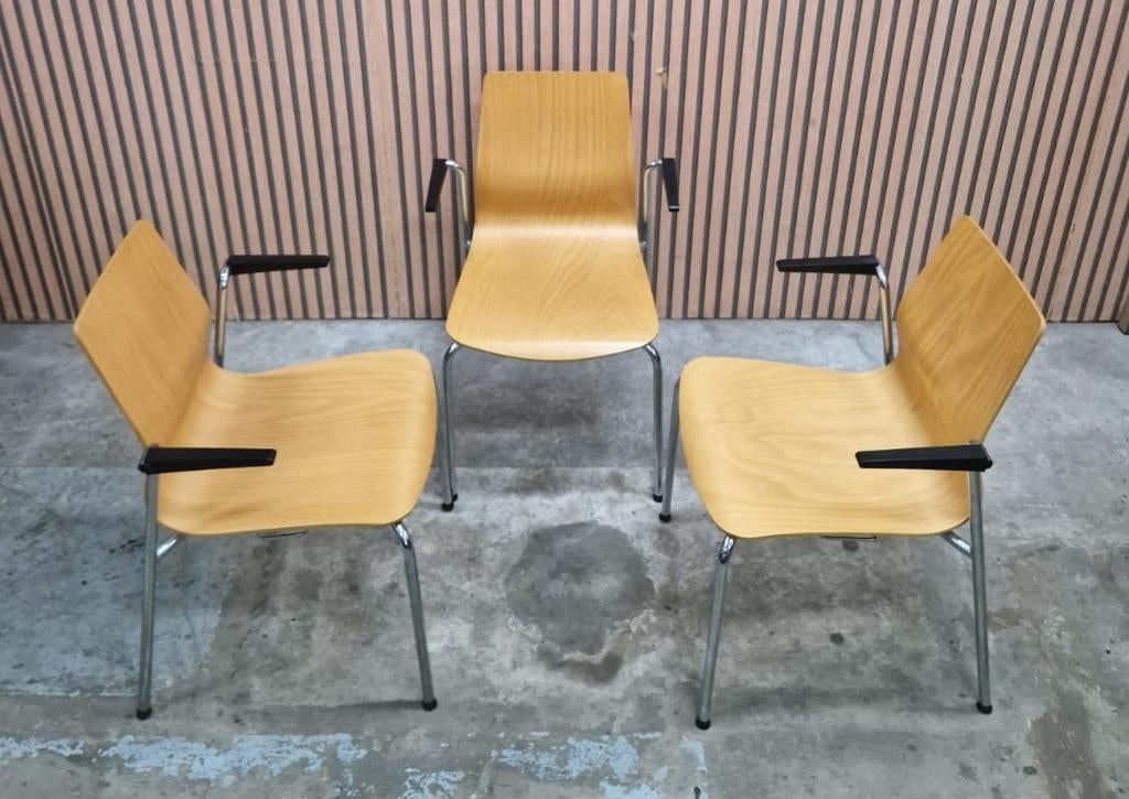 16 Köhl vergaderstoelen hout design stoelen kantine kantoor, Huis en Inrichting, Stoelen, Zo goed als nieuw, Vijf, Zes of meer stoelen
