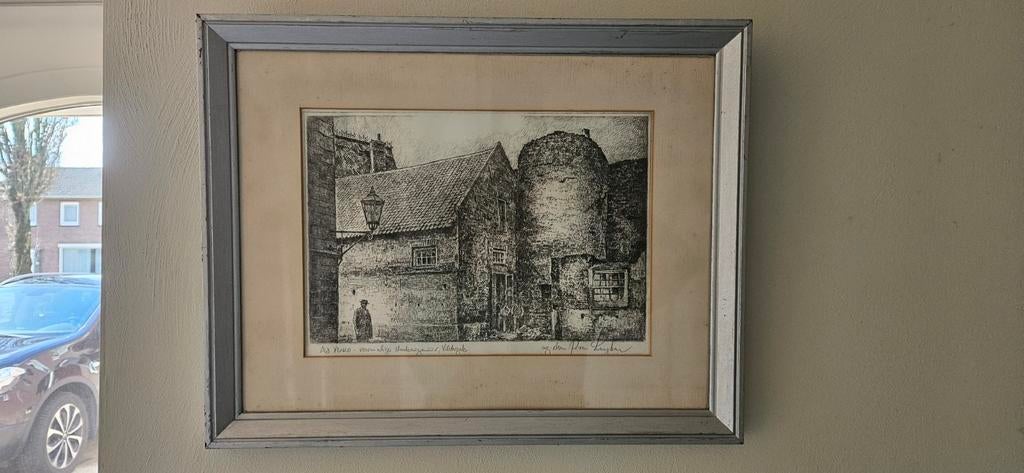 Originele ets van P.van Luyken - Oud Venlo, Antiek en Kunst, Kunst | Etsen en Gravures, Ophalen of Verzenden