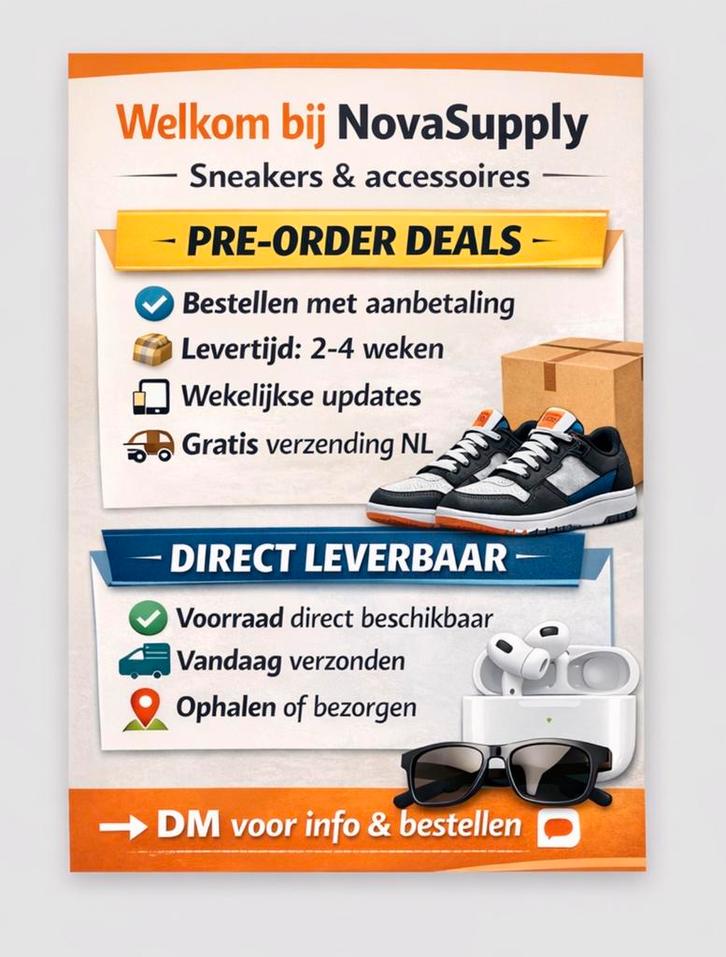 NovaSupply: Sneakers & Accessoires - Pre-orders & Direct, Kleding | Heren, Schoenen, Nieuw, Sneakers of Gympen, Zwart, Ophalen of Verzenden