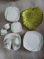 Servies wit met groen. Netjes., Ophalen, Porselein, Overige stijlen, Bord(en)