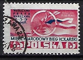 B-11 Polen 1950 Mi 592 opdruk groszy, Ophalen, Polen, Gestempeld