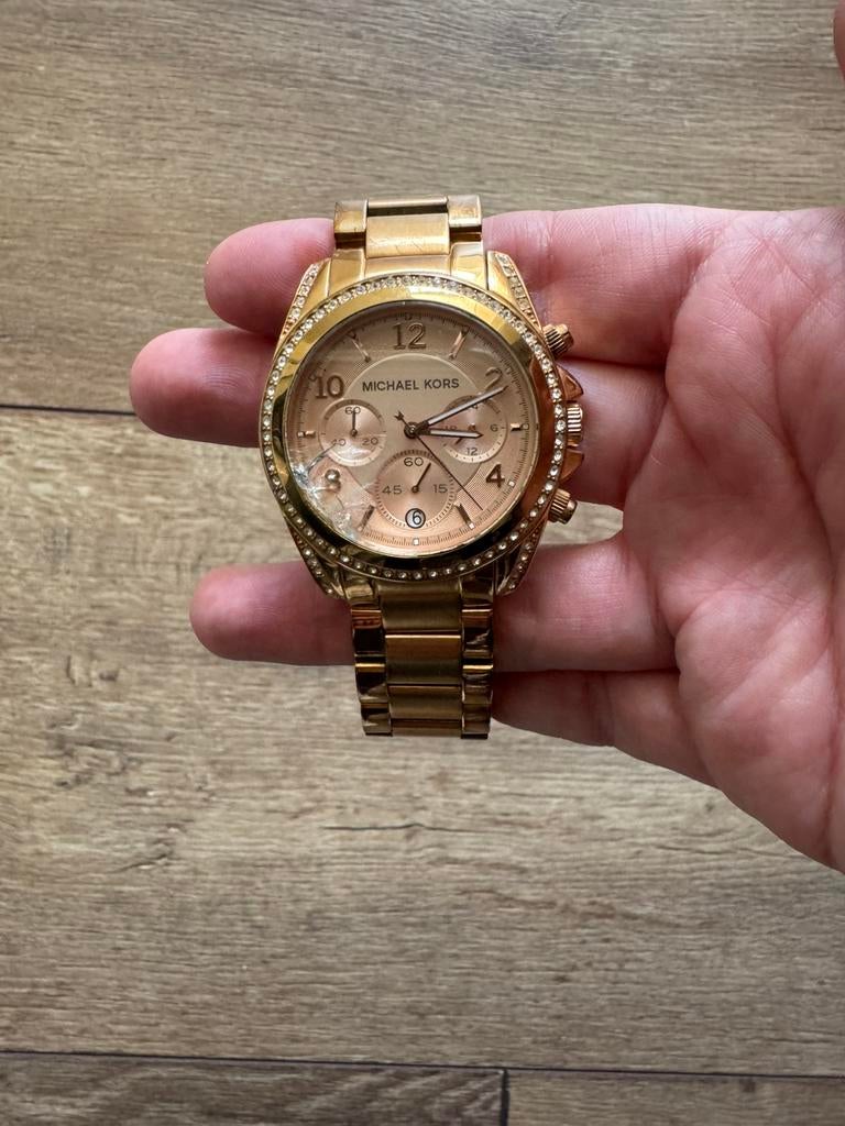 Origineel Michael Kors horloge – rosé kleur – glas kapot, Ophalen of Verzenden, Zo goed als nieuw, Staal, Overige merken