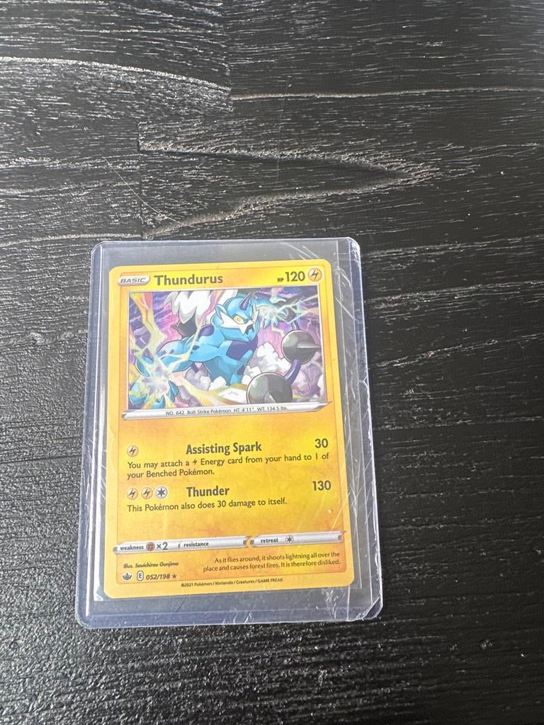Pokémon kaart Thundurus 052/198 HOLO, Ophalen of Verzenden, Zo goed als nieuw, Losse kaart, Foil