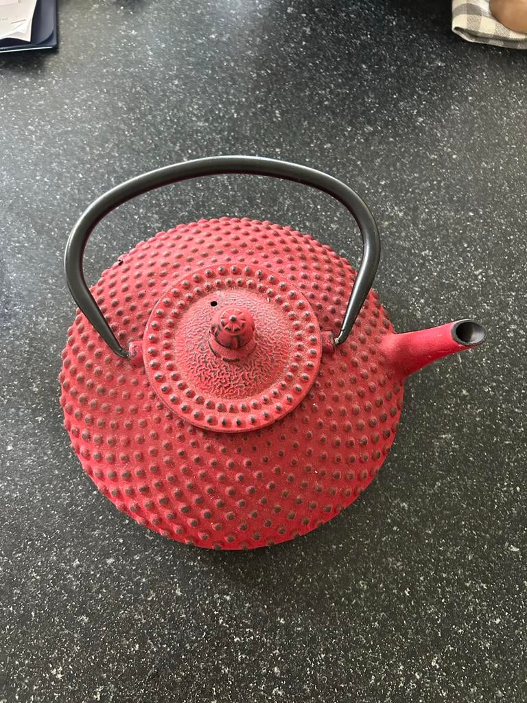 Bredemeijer - Rode gietijzeren theepot met filter, Ophalen of Verzenden, Nieuw