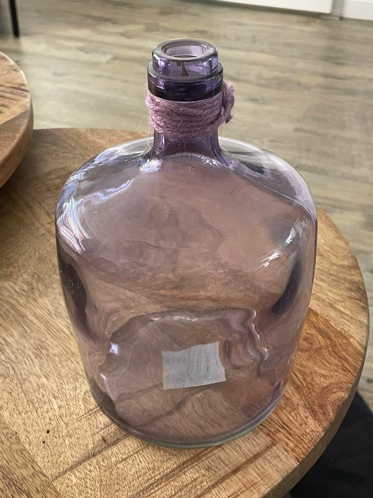 Paarse vaas - Decoratieve glazen fles, Gebruikt, Overige kleuren, Ophalen of Verzenden, Glas