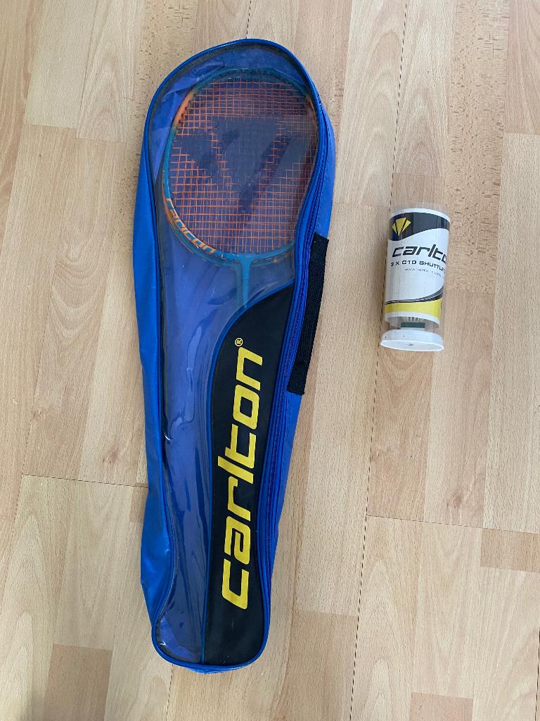Carlton badmintonracket en 3 shuttles, Sport en Fitness, Badminton, Ophalen of Verzenden, Gebruikt, Racket(s)