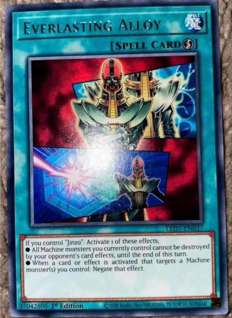 Yu-Gi-Oh! Everlasting Alloy LED7 1st Ed Jinzo !, Ophalen of Verzenden, Zo goed als nieuw, Losse kaart