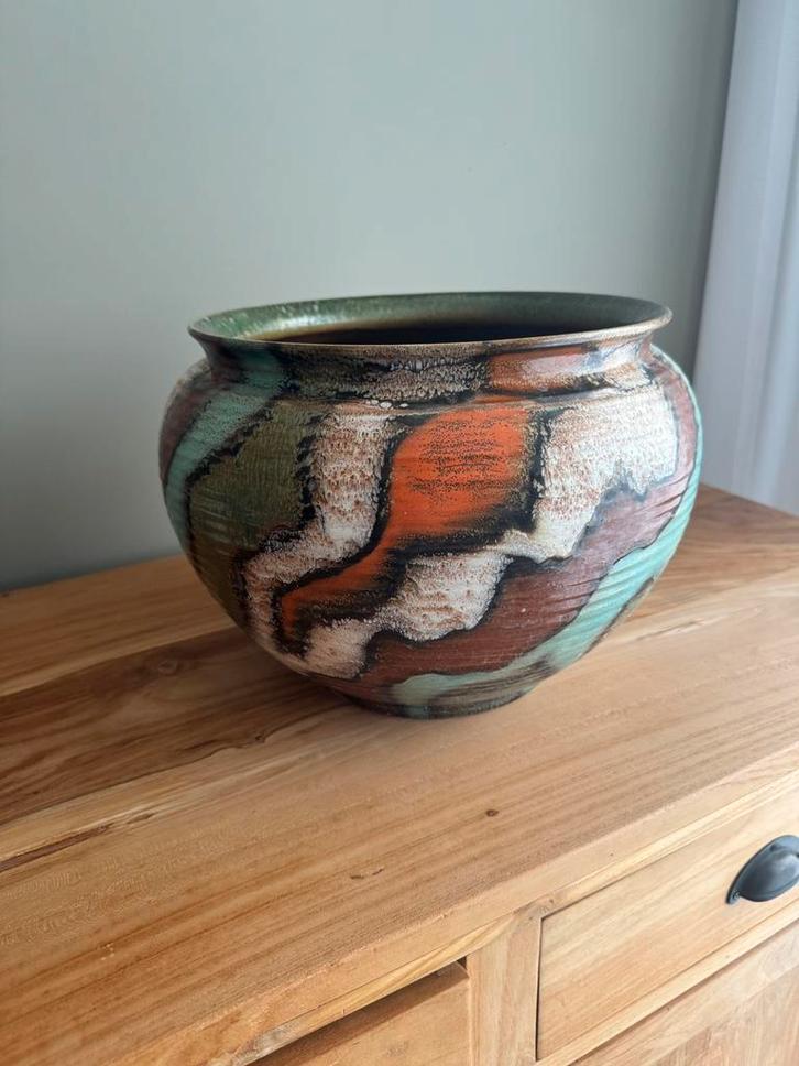 Gouda plateel vaas van 34cm diameter, Antiek en Kunst, Antiek | Keramiek en Aardewerk, Ophalen of Verzenden